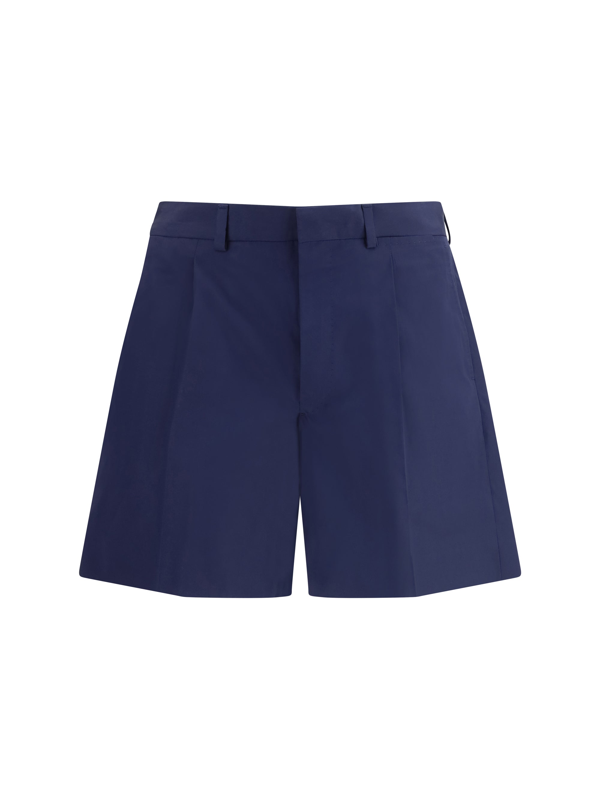 Prada Tailored Cotton Bermuda — Navy