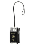Balenciaga Passport-Print Calfskin Card Case — Black