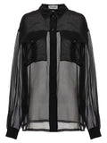 Saint Laurent Semi-Sheer Silk Muslin Shirt — Black