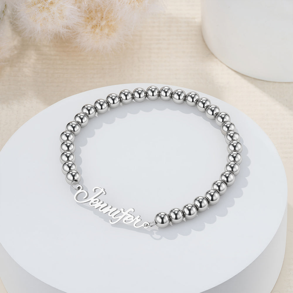 Personalizada simple apilable de cuentas pulsera tobillera con el nombre de la joyería delicada de cumpleaños Aniversario Regalo de despedida de soltera para damas de honor Mujeres