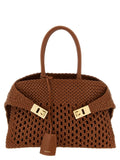 Ferragamo Woven Leather Shoulder Bag — Brown
