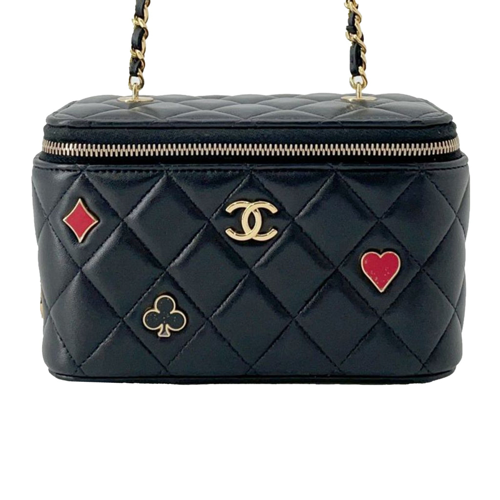 Small Quilted Lambskin Coco Casino Vanity Case With Chain