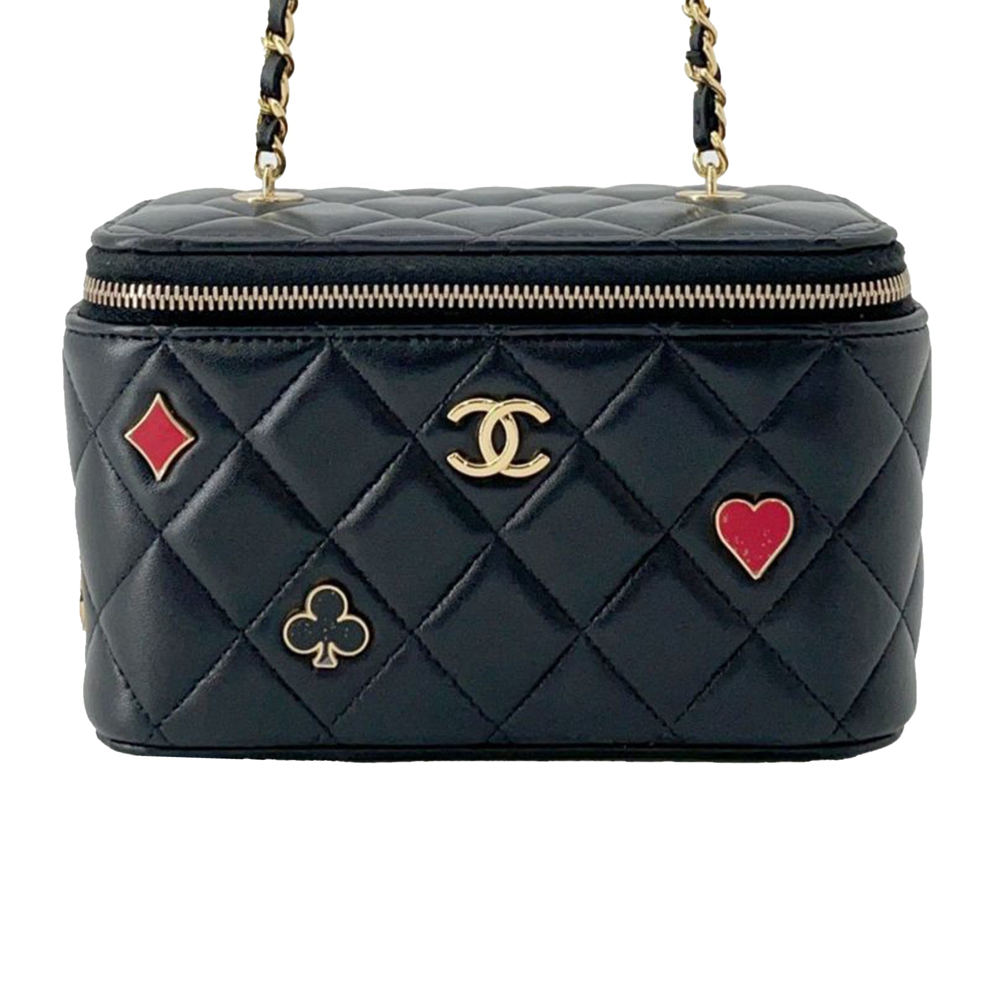 Small Quilted Lambskin Coco Casino Vanity Case With Chain