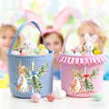 Personalizado lindo Peter Rabbit Cruz arco Plaid Cesta de Pascua con el nombre de Pascua Egg Hunt Pascua Regalo para Niños Niñas