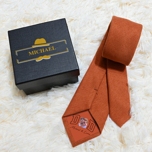 Personalizado Multicolor Clásico Papá Foto Corbata con Texto y Caja de Regalo Aniversario Día del Padre Regalo para Papá Esposo