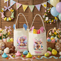 Cesta de Pascua personalizada con nombre y orejas de conejo Accesorio para la caza de huevos Regalo de Pascua para niños