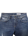 Men's Blue Washed Skinny Cotton Tattered Denim Jeans Light Clothing