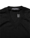Men's Embroidered Logo Virgin Wool Sweater Black