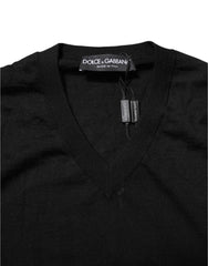 Men's Embroidered Logo Virgin Wool Sweater Black