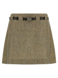 Ferragamo Gancini Belt Skirt — Beige