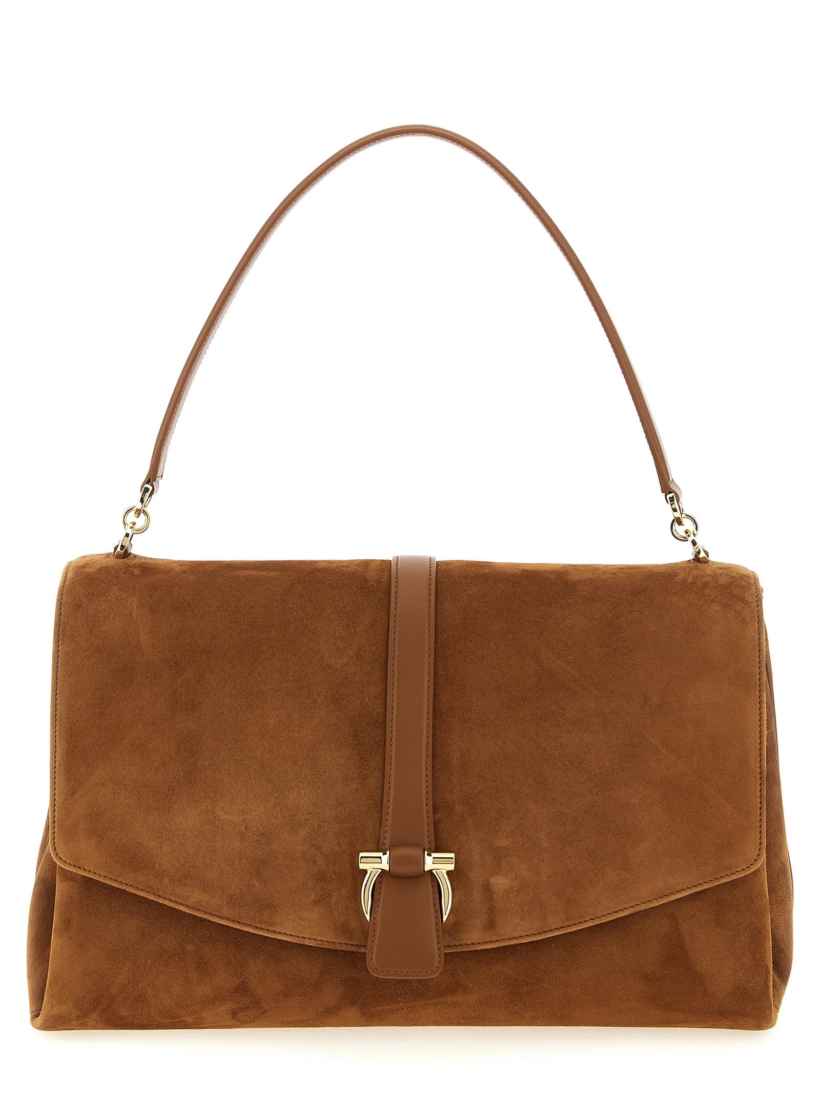 Ferragamo Suede Shoulder Bag — Brown