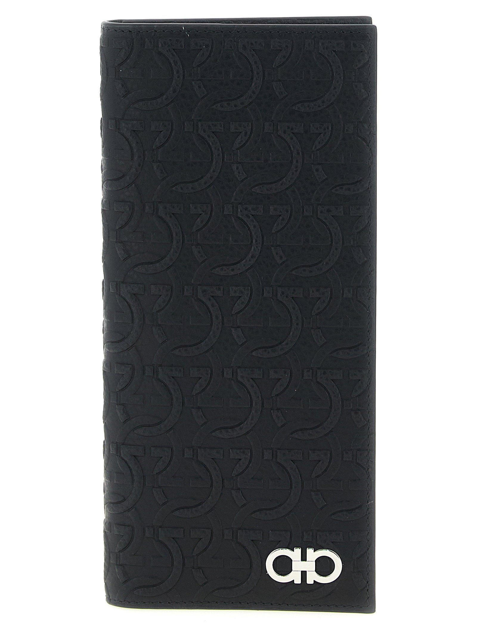 Ferragamo Embossed Gancini Wallet — Black