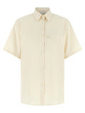 Ferragamo Cotton-Silk Blend with Gancini Embroidery Shirt — Cream
