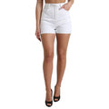 Women's White Front Lace High Waist Hot Pants Shorts Cotton Elastane