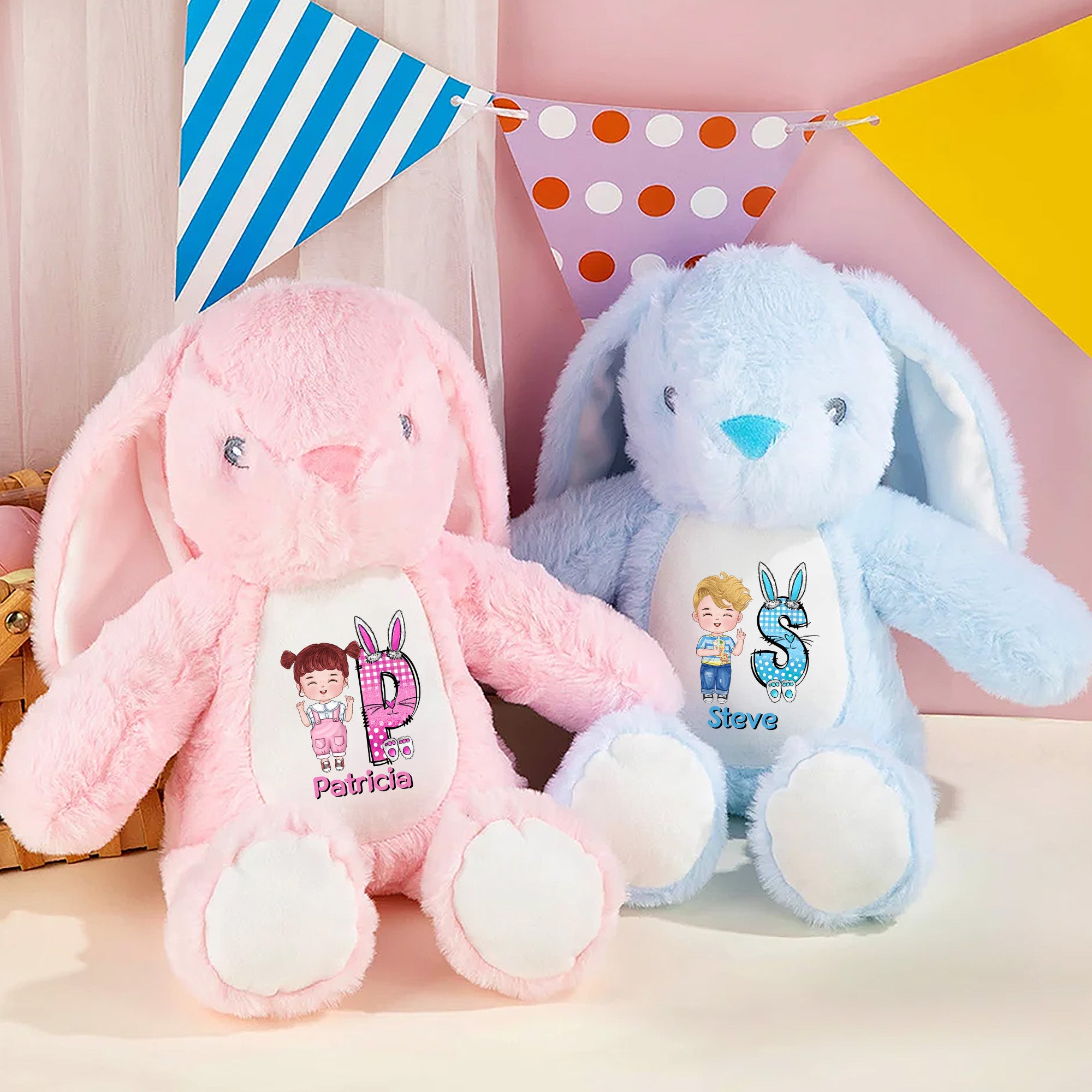 Conejito de Pascua de peluche personalizado con iniciales y nombre Regalo de Pascua para recién nacidos Niños