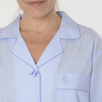 Pijama Mujer Largo Solapa Algodón Popelín Rayas - Azul 0201_30