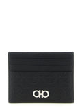 Ferragamo Gancini Embossed Leather Card Case — Black
