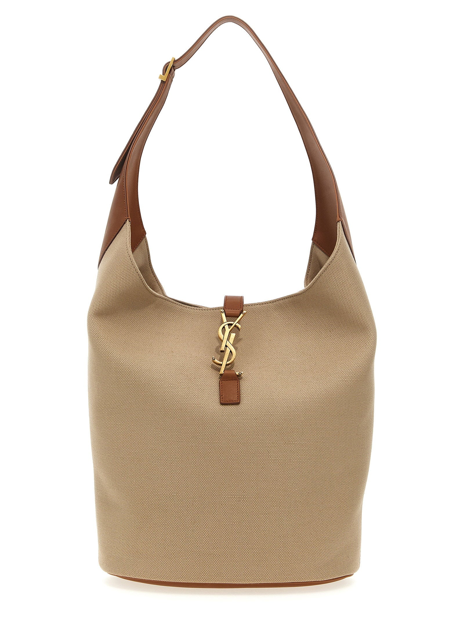 Saint Laurent Le 5 à 7 Shoulder Bag — Beige