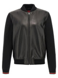 Gucci Bimaterial Nappa and Knit Bomber Jacket — Black