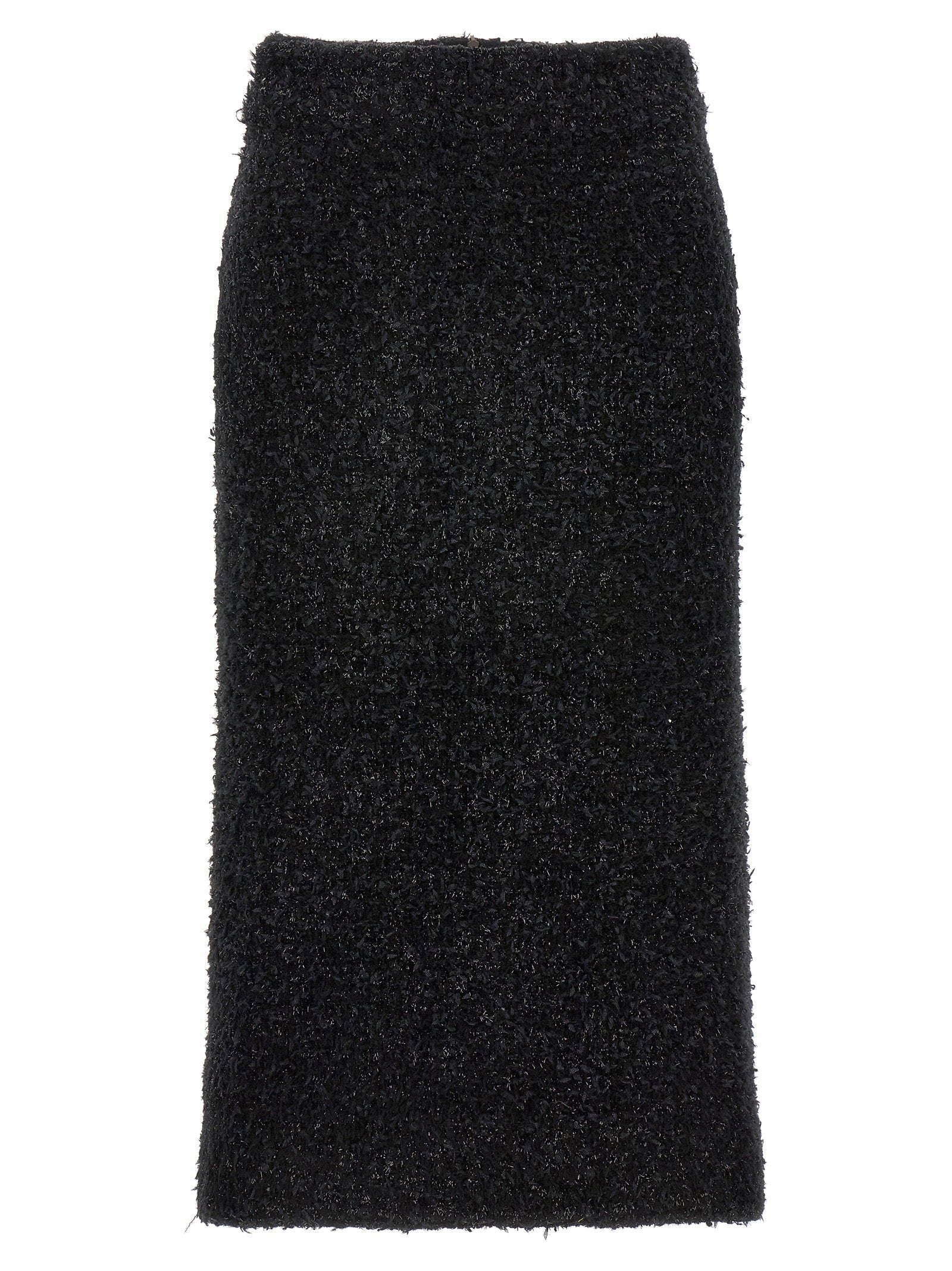 Balenciaga Tweed Midi Skirt — Black