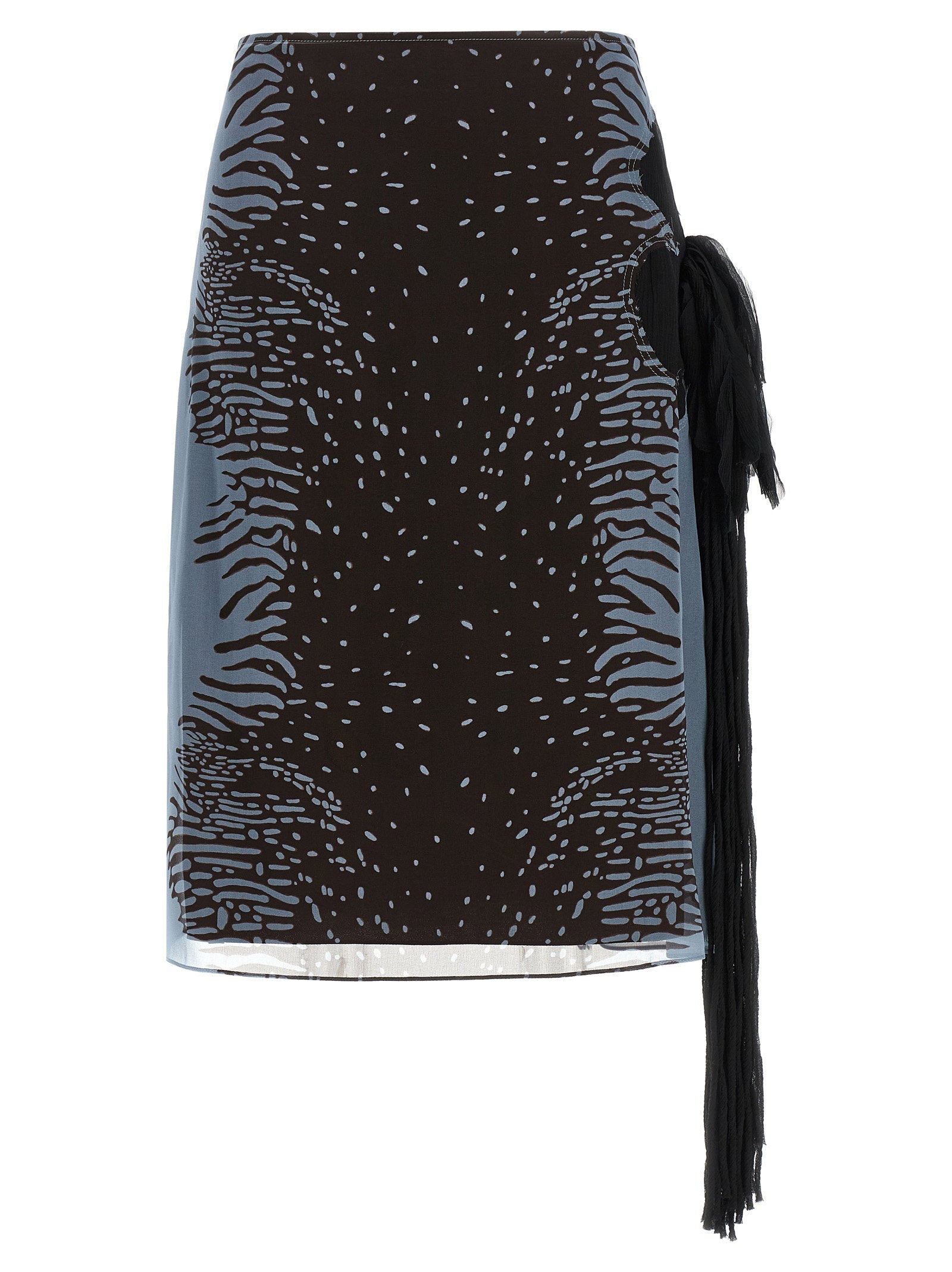 Ferragamo Animal Print Silk Georgette Skirt — Black