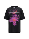 Balenciaga Graphic-Print Distressed T-Shirt — Black