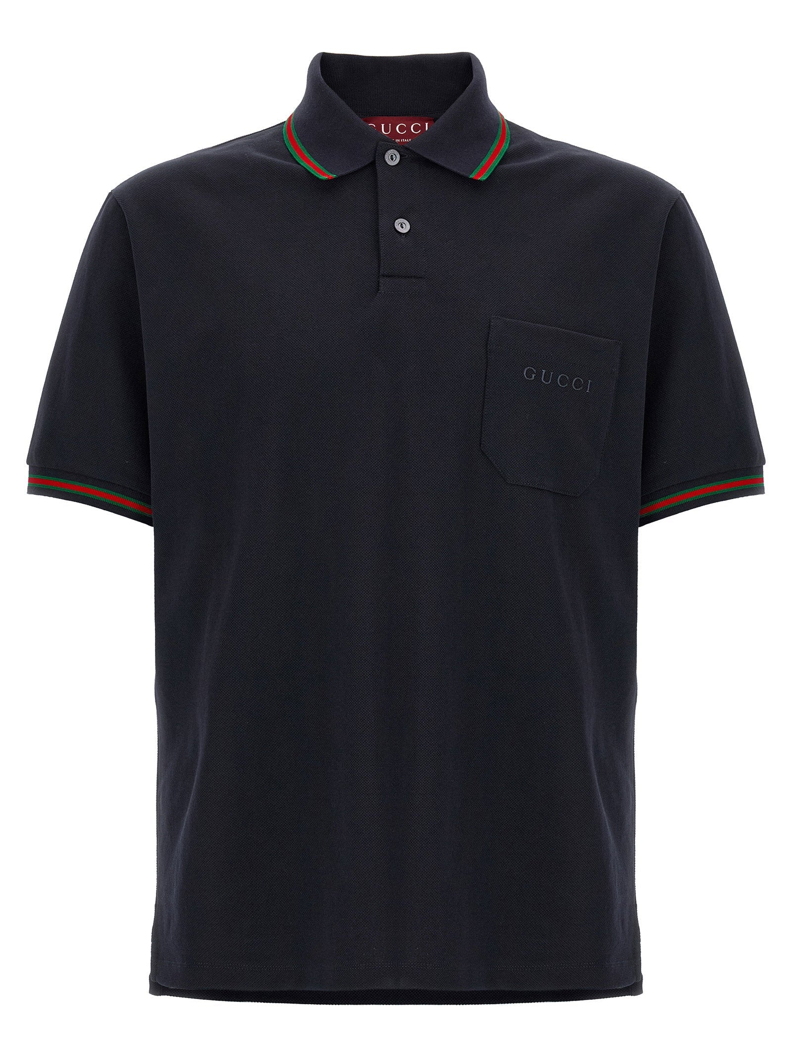 Gucci Web-Striped Piquet Polo — Black