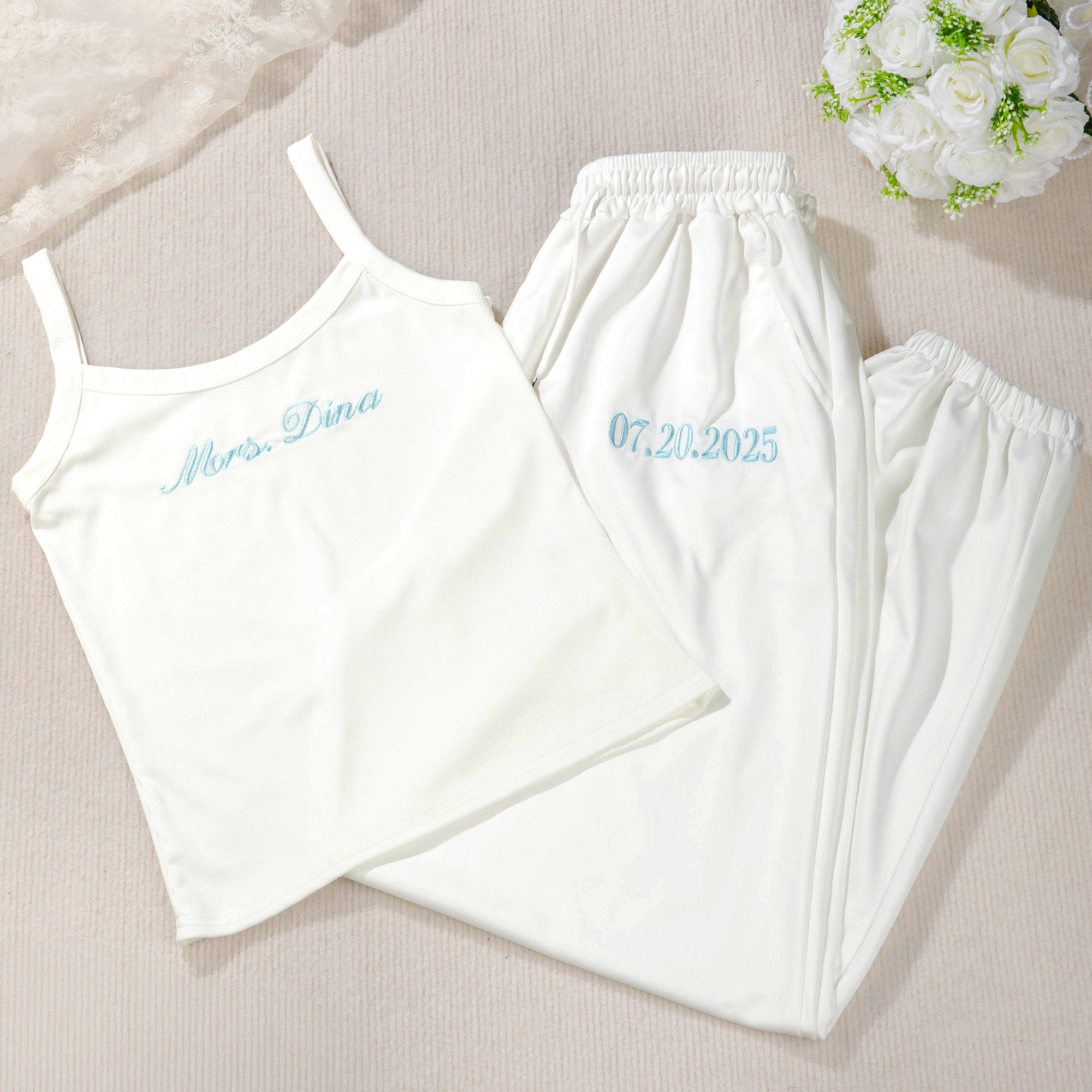 Personalizado Multicolor Bordado Chaleco Sudadera Set con Nombre y Fecha Cumpleaños Fiesta de Boda Regalo para Mujeres Niñas
