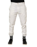 White Cotton Jogger Cargo Skinny Men Pants Spandex