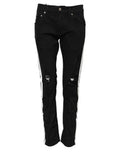 Men's Tattered White Side-Strip Jeans Black Cotton Elastane