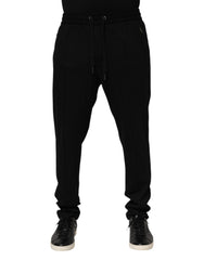 Men's Logo-Detailed Tapered Joggers Black Rayon Nylon Elastane