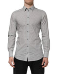 Gray Dotted Semi Fitted Gold Men Formal Shirt Cotton
