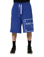 Men's Blue Logo Cotton Bermuda Sweatshorts Shorts