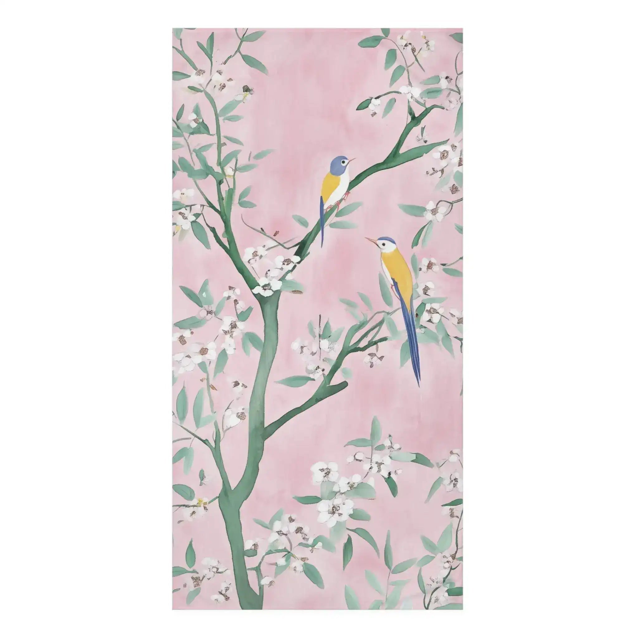 Pink Blossom Birds Bath Towel