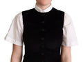 Women's Black Brown Leopard Print Waistcoat Vest Cotton Elastane Clothing