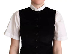 Women's Black Brown Leopard Print Waistcoat Vest Cotton Elastane Clothing