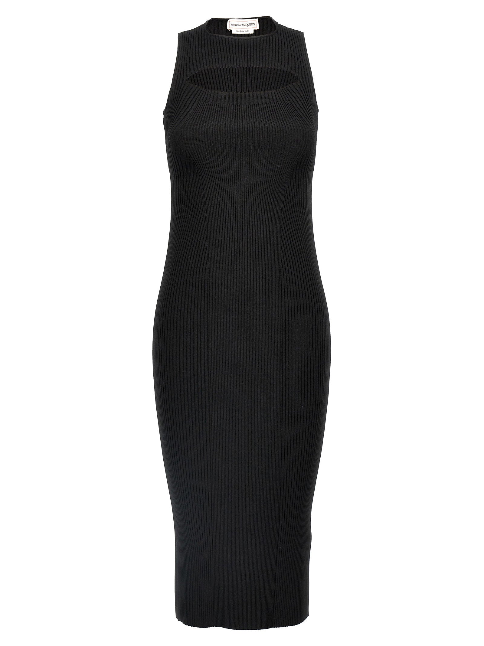 Alexander McQueen Ribbed Knit Dress — Black