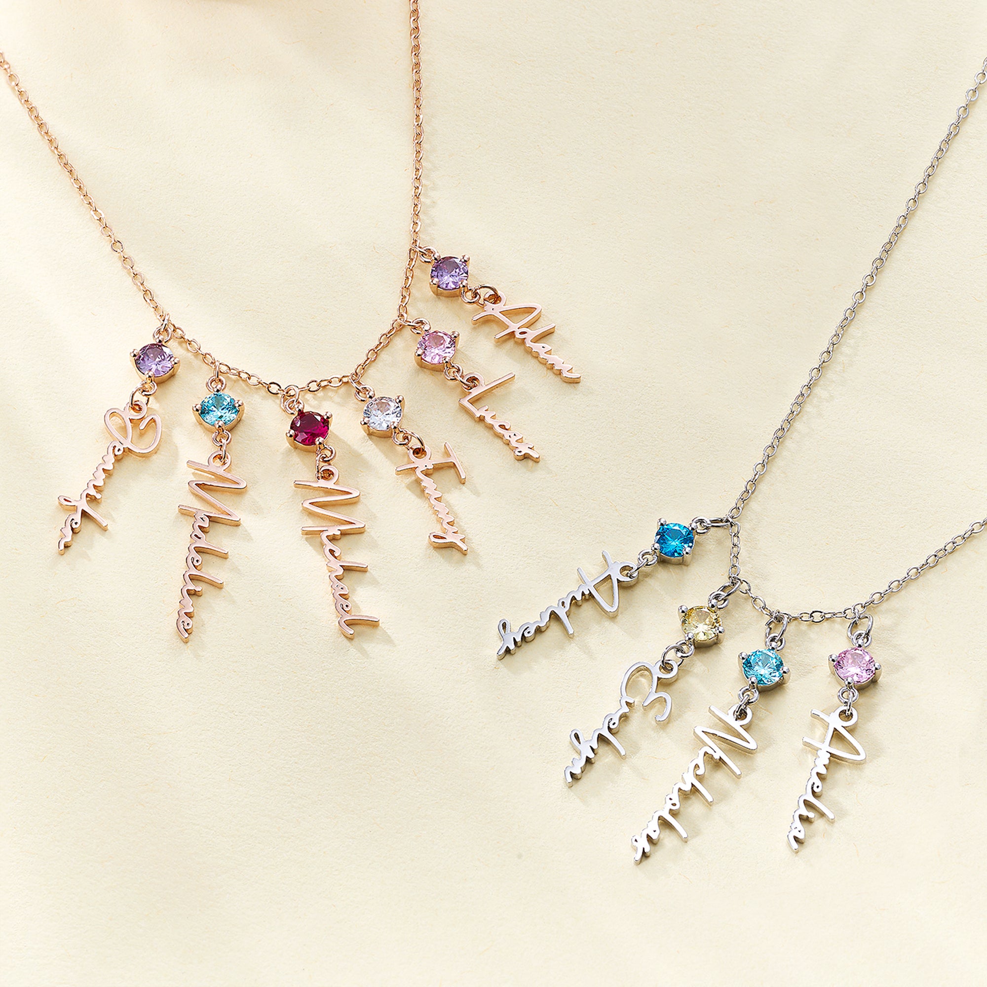 Personalizado 1-8 piedra de nacimiento y nombre colgante collar de la familia cumpleaños aniversario regalo de Navidad para las mujeres abuela mamá