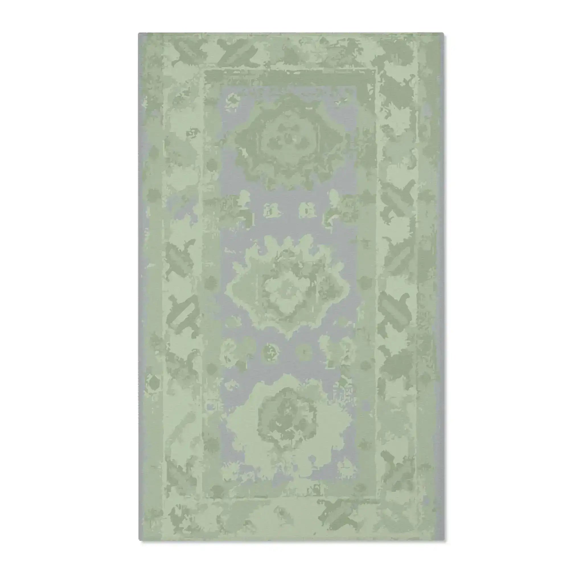 Sage Green and Grey Vintage-Inspired Accent Rug