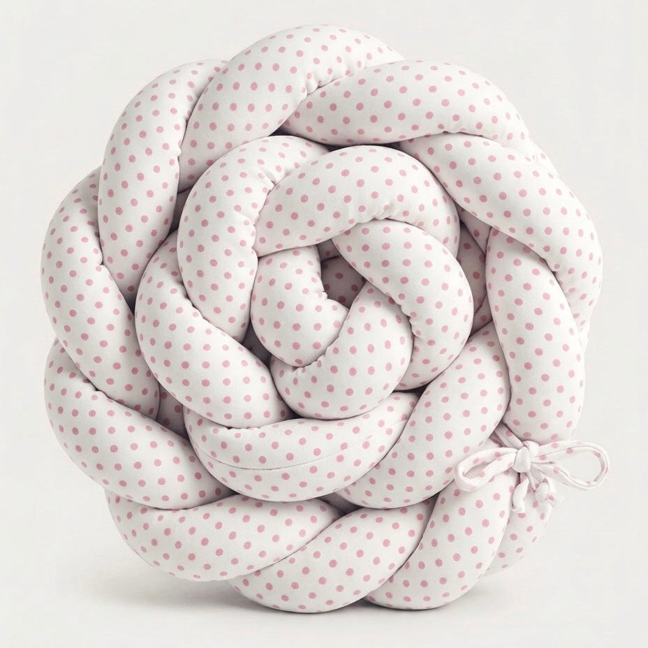 Handmade Crib and Bed Bumper Braid - Lunar White Pink