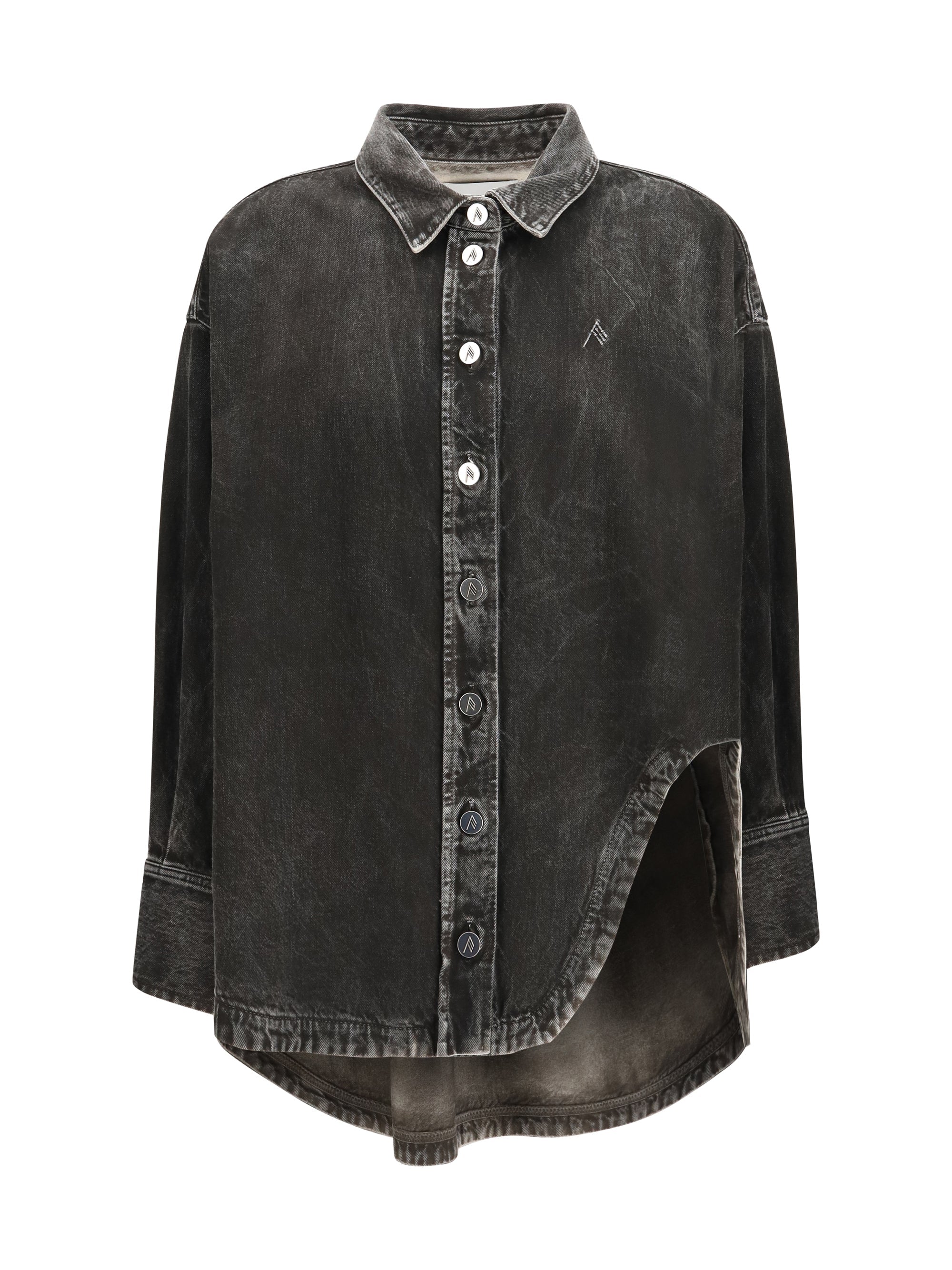 The Attico Oversized Denim Shirt — Black