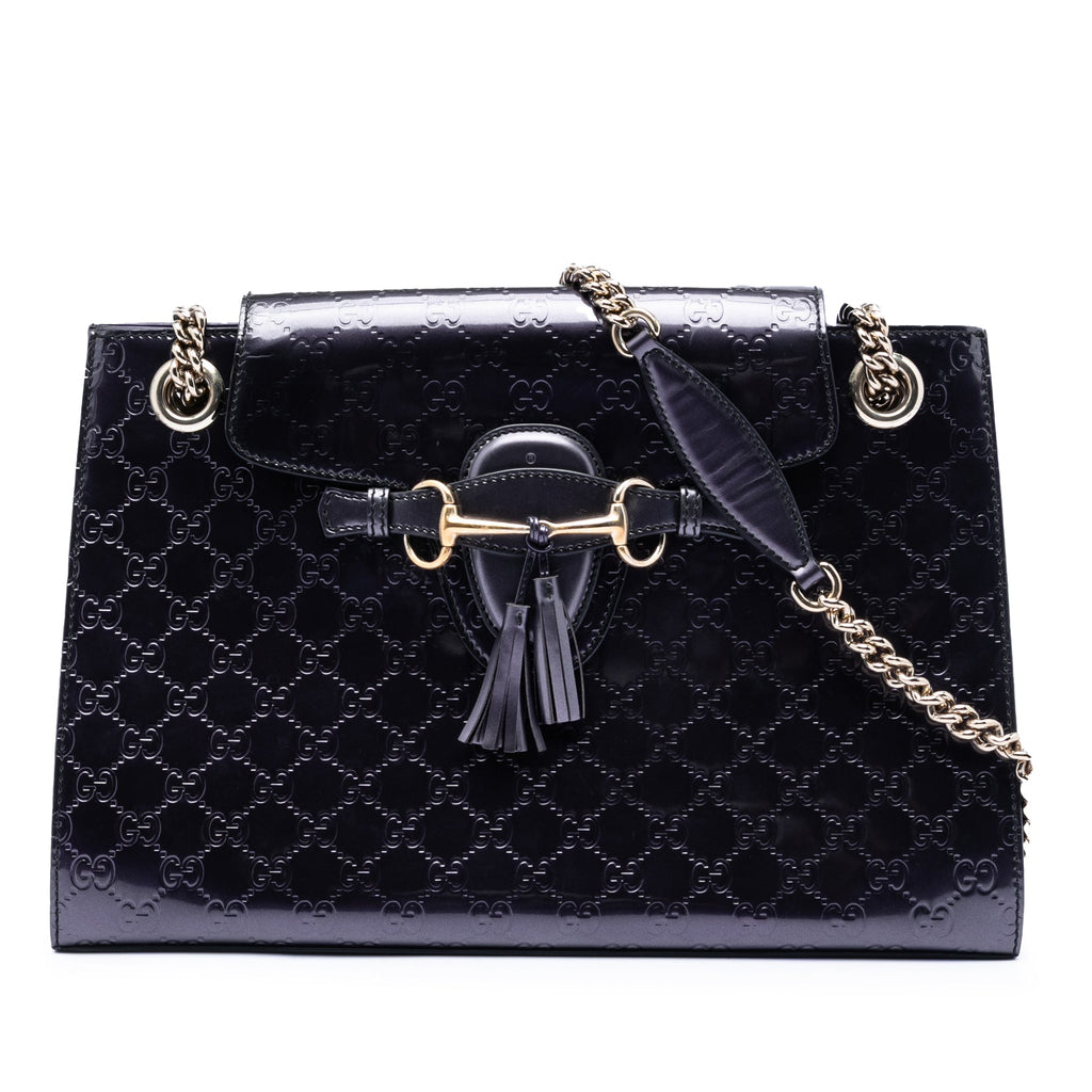Large Guccissima Patent Emily Shoulder Bag