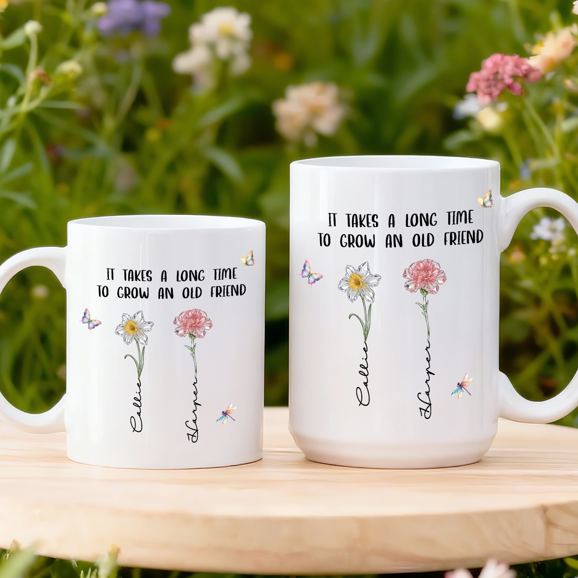 Personalizado Cristal Nacimiento Flor Taza de café de cerámica con nombres de uso diario Regalo de cumpleaños para los amigos