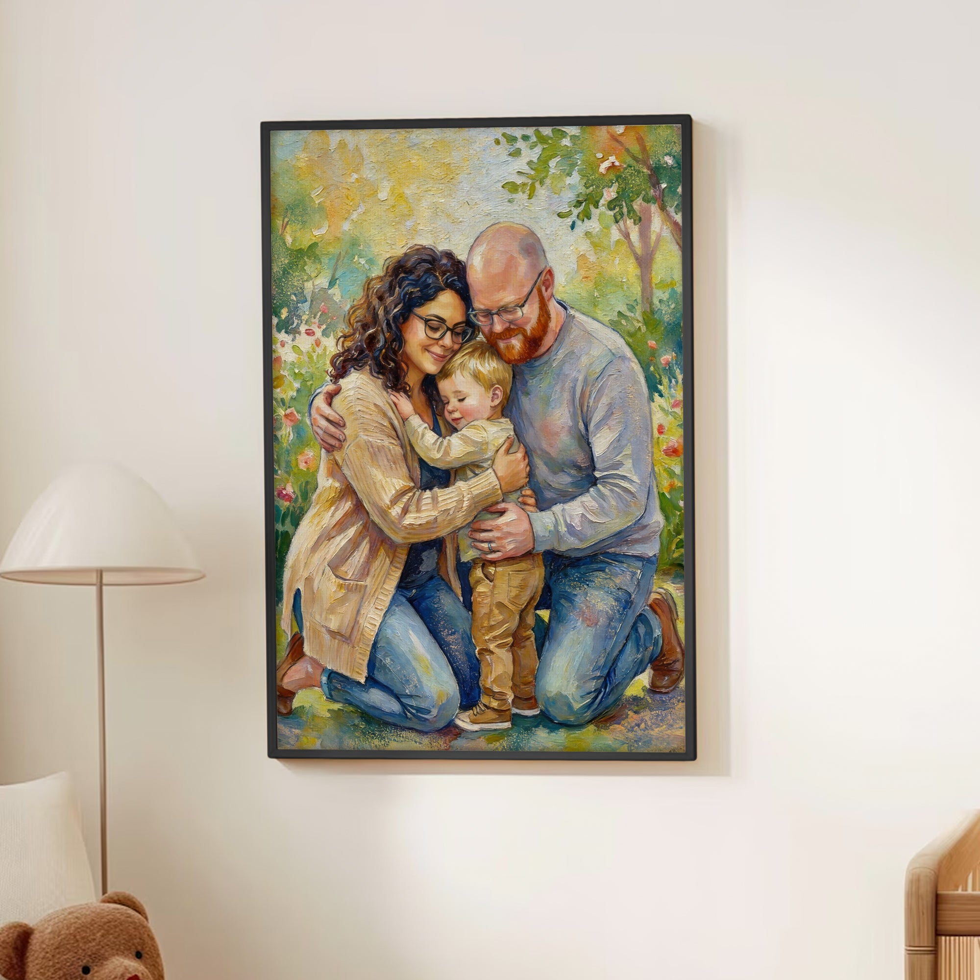 Personalizada Pintura al Óleo Estilo Foto Lienzo Impresiones inauguración de la casa Cumpleaños Aniversario Regalo para la Familia Amigo