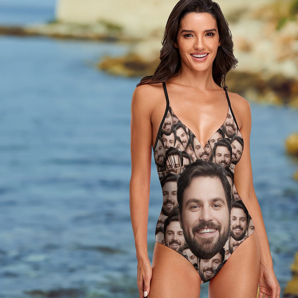 Personalizado Funny Face Foto Mujeres Traje de baño Playa Esenciales Vacaciones de Verano Cumpleaños Aniversario Regalo para Novia Esposa