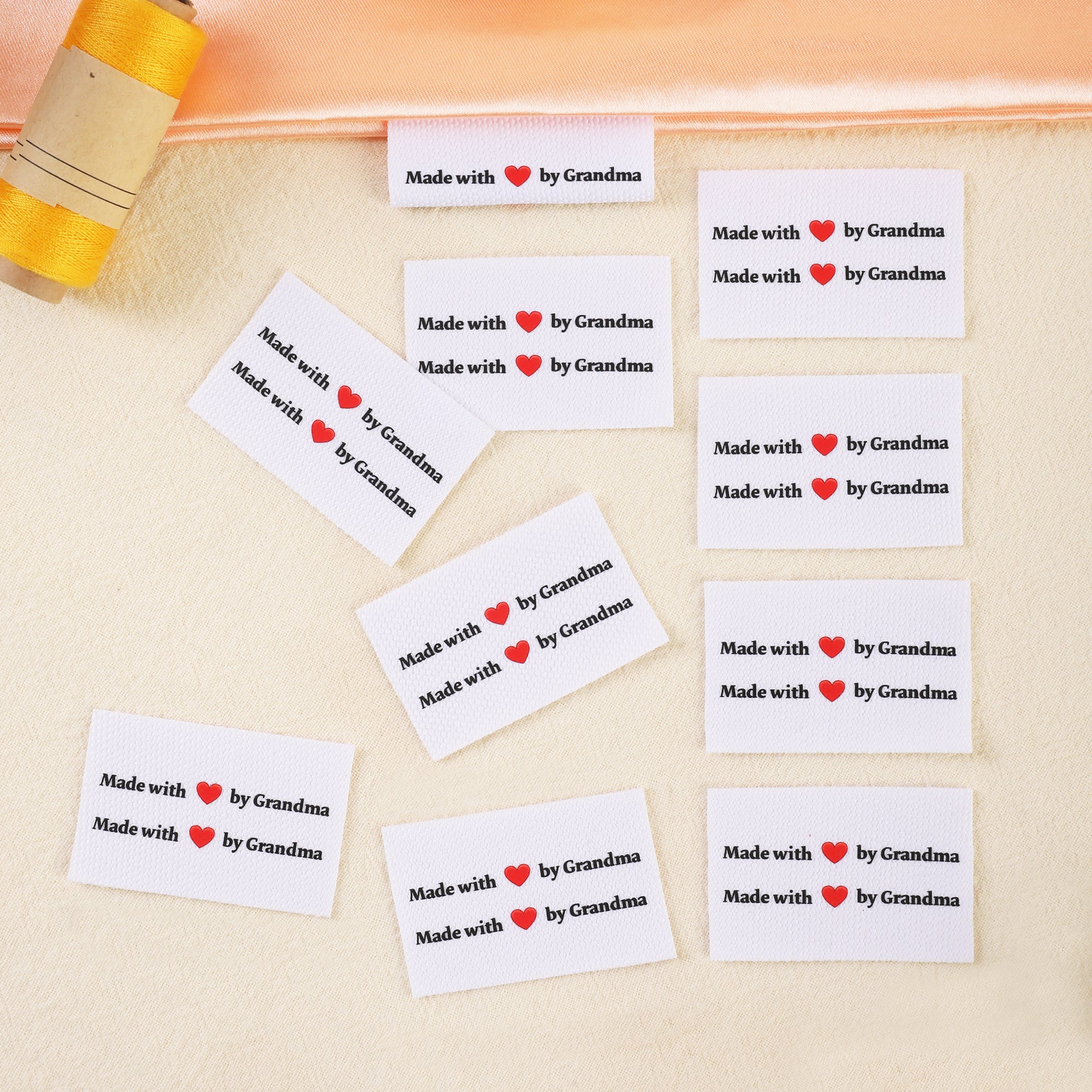 Juego de 10 etiquetas de texto personalizadas Made with Heart para coser ropa y artículos hechos a mano Regalo de cumpleaños para amantes de las manualidades DIY Knitting