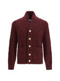 Brunello Cucinelli Cable-Knit Cashmere Cardigan — Purple