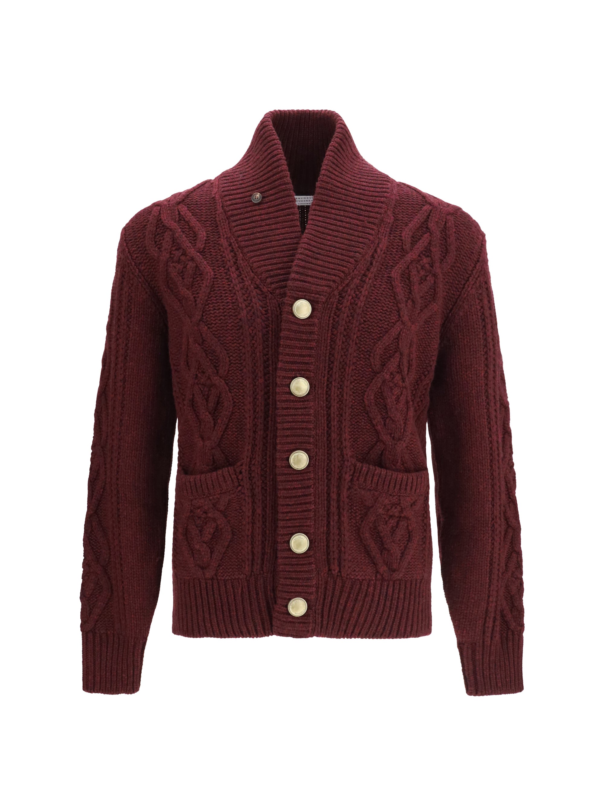 Brunello Cucinelli Cable-Knit Cashmere Cardigan — Purple