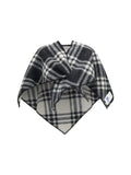 Burberry Wool Check Poncho — Black