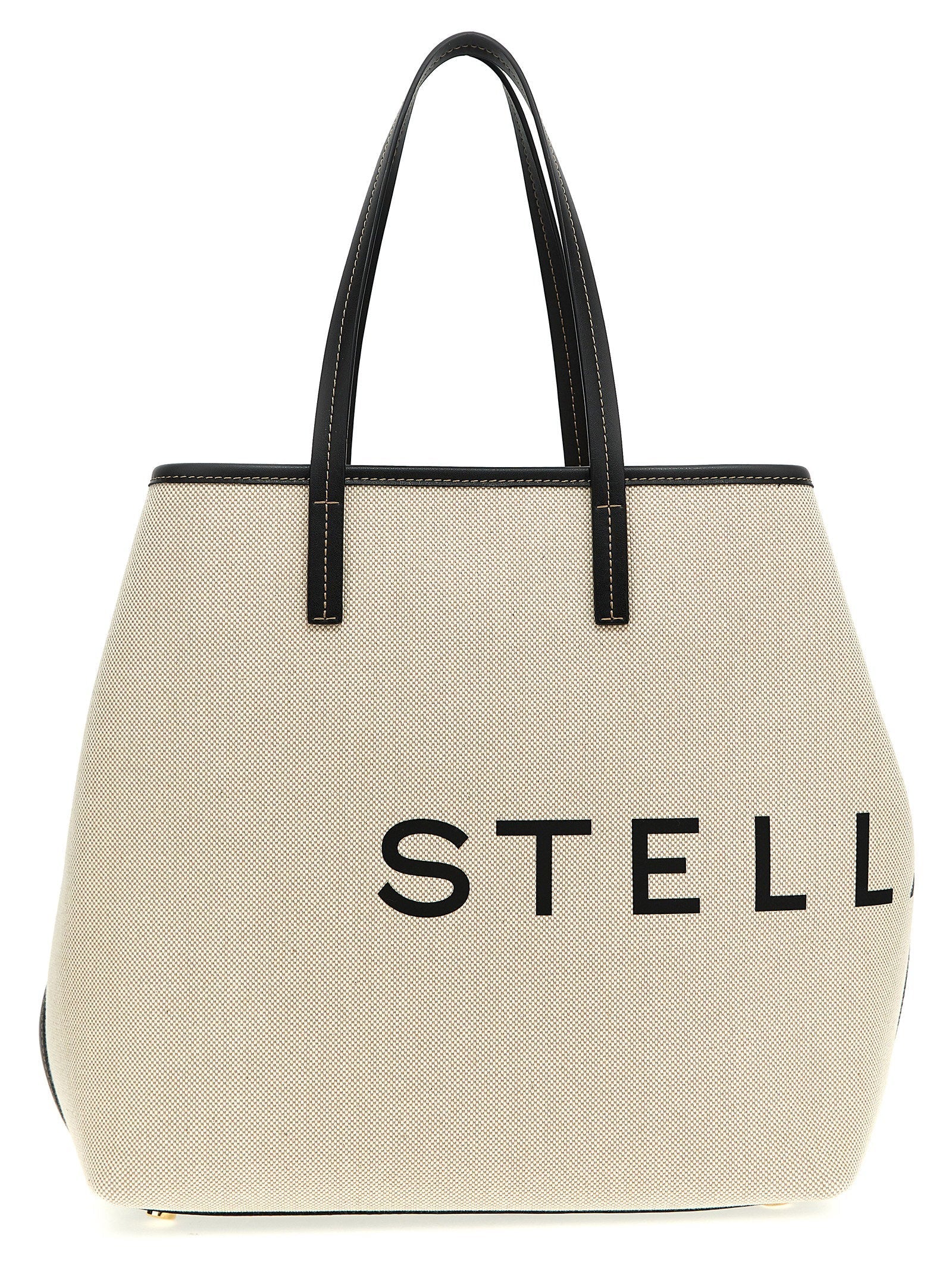 Stella Mccartney Logo Canvas Tote Bag — Cream